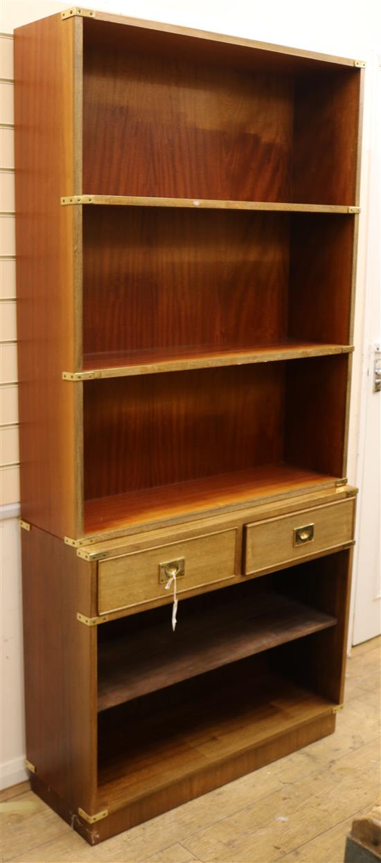 A military style open bookcase W.92cm